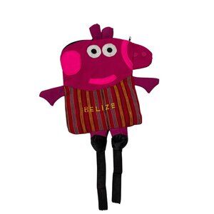 Pink Belize Embroidered Kids Backpack With Striped Design & Fun Animal Shape